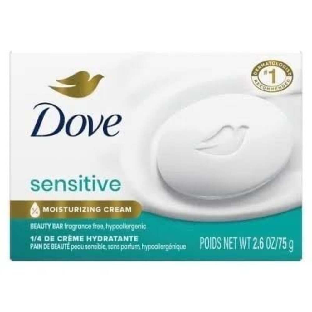 Dove Sensitive Skin Beauty Bar Fragrance Free Hypoallergenic 4 Pack